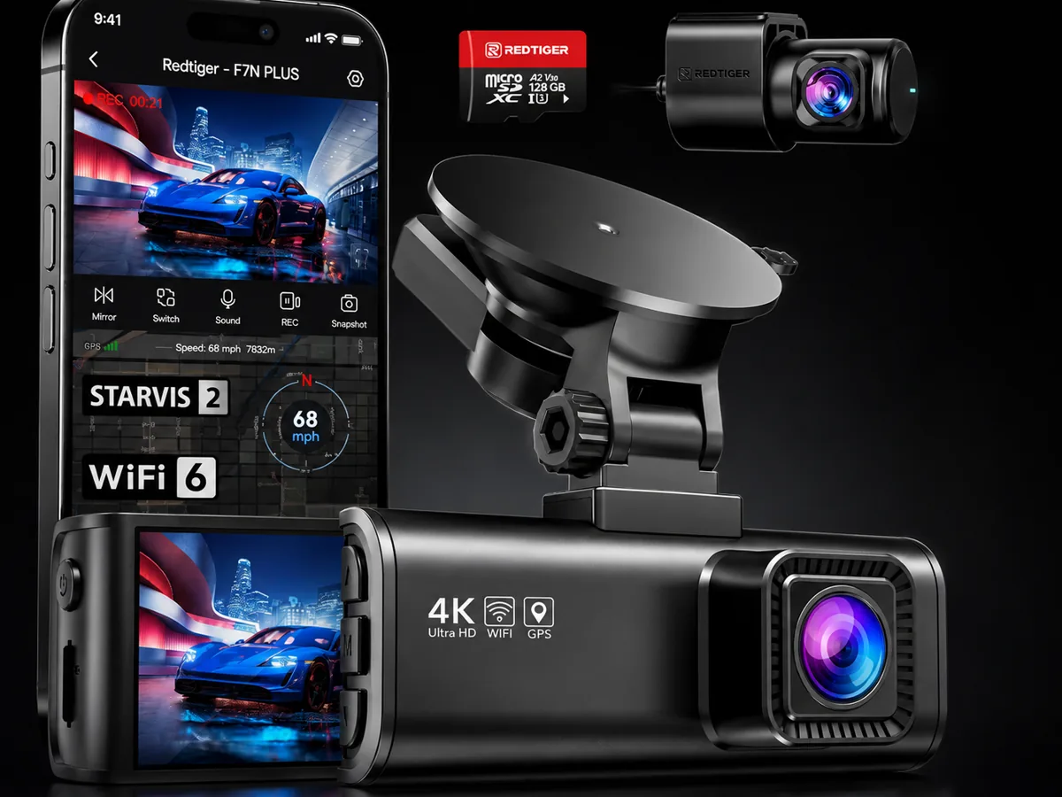 REDTIGER F7N Plus Dash Cam 4K WiFi 6 GPS con STARVIS 2 y 128GB